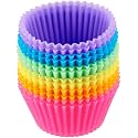 LEAWALL Reusable Silicone 6 Pieces Round Moulds for Muffins/Cupcake/Jelly/Cake