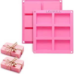 leawall silicone rectangle soap mold 6 cavities silicone cake mould for homemade craft cheese cake cupcakes brownie mold chocolate ice cube tray -1 pc multi color