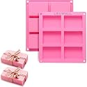 Leawall Silicone Rectangle Soap Mold 6 Cavities Silicone Cake Mould for Homemade Craft Cheese Cake, Cupcakes Brownie Mold, Chocolate, Ice Cube Tray -1 Pc (Multi Color)