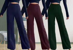 lecowar regular fit women dark blue purple green trousers