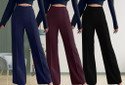 Lecowar Pack of 3 Women Regular Fit Dark Blue, Purple, Black Polyester Trousers