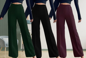 lecowar regular fit women green black purple trousers