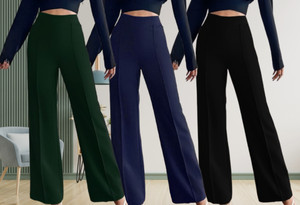lecowar regular fit women green dark blue black trousers