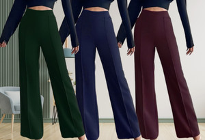 lecowar regular fit women green dark blue purple trousers