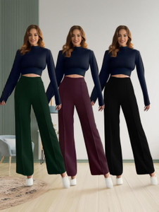 lecowar regular fit women green purple black trousers