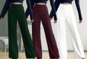 Lecowar Pack of 3 Women Regular Fit Green, Purple, White Polyester Trousers