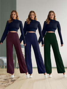 lecowar regular fit women purple dark blue green trousers