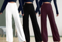 Lecowar Pack of 3 Women Regular Fit White, Black, Purple Polyester Trousers