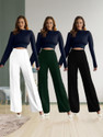 Lecowar Regular Fit Women White, Green, Black Trousers