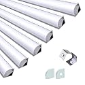 LED Aluminum Corner Profile Channel Pack with Diffuser Cover, End Caps & Mounting Clips – 1 Meter LED Strip Housing for Cabinet, Shelf, Wardrobe & Ceiling Lighting (Pack of 6) 16x16mm