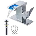 LED Bathroom Sink Faucet Chrome Waterfall with Pop-up Drain Single Hole