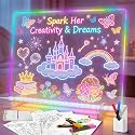 Led Drawing Board with 8 Colors, 11.8"x7.8" Acrylic Message Boards with 13 Light Effects, Glow Doodle Board Gifts for Kids for Easter Halloween Christmas Birthday Gifts Presents