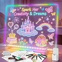 Led Drawing Board with 8 Colors, 13"x10" Acrylic Message Boards with 13 Light Effects, Glow Doodle Board Gifts for Kids for Easter Halloween Christmas Birthday Gifts Presents, 14 Pens