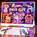 LED Drawing Board with 9 Light Effects, Rechargeable 16" Glow Doodle Note Message Board with Colors, Neon Light Up Drawing Pad Gift Ideas for Kids, Birthday, Christmas with Markers & Tracing Book