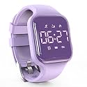 LED Kids Multifunction Steps Counting Digital Watch, Non-Bluetooth Pedometer Wristwatch, Stopwatch, Alarm Clock, Calories for Women Children Girls Boys (Electroplating Purple)
