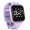 LED Kids Multifunction Steps Counting Digital Watch, Non-Bluetooth Pedometer Wristwatch, Stopwatch, Alarm Clock, Calories for Women Children Girls Boys (Purple)