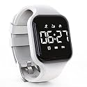 LED Kids Multifunction Steps Counting Digital Watch, Non-Bluetooth Pedometer Wristwatch, Stopwatch, Alarm Clock, Calories for Women Children Girls Boys (White)