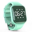 LED Kids Multifunction Steps Counting Watch, Digital Watch, Non-Bluetooth Pedometer Watch, Stopwatch, Alarm Clock, Calories for Women Children Girls Boys (Electroplating Green)
