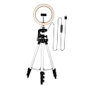 Led Light Kit with Tripod Stand Dimmable for Makeup 3 Modes 10 Brightness Live Stream Makeup Video Broadcast(White-Fruit peach5)