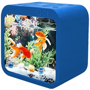 led light mini fish tank for office and home - compact stylish fish aquarium tank for home decor amp table decor  desktop aquarium tank for betta fish - office fish tank- blue