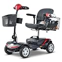 LED Light Mobility Scooter for Seniors, 10 Miles Long Range Mobility Scooter for Adults 108lb Heavy Duty Folding Electric Portable Scooters with Detachable Basket All-Terrain 250W Motor (Red)