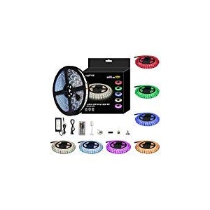 led light strip kit rgb led strip waterproof smd 5050 rgb 164ft5m 300 leds with 44key remote controller and power supply for holiday party home garden decoration kicthen bedroom sitting room