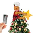LED Lighted Star Gingerbread Christmas Tree Topper for Xmas Tree Decor