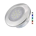 LED Marine Boat Courtesy Lights with RGBW Waterproof Stainless Steel Flush Mounting 12 Volts One Piece 2.76 Inches