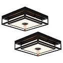 LED Motion Sensor Outdoor Ceiling Light Square Flush Mount Lighting 2 Pack