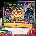 LED Note Board with Colors, Rechargeable 17-Inch Doodle Glow 9-Mode Light Up Desk Sign Letter Message Memo Drawing Dry Erase Board for Classroom/Home Decor/Office/Gifts, 6 Markers & Tracing Book