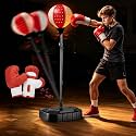 LED Punching Bag with Stand and Scoreboard, Height Adjustable Boxing Bag