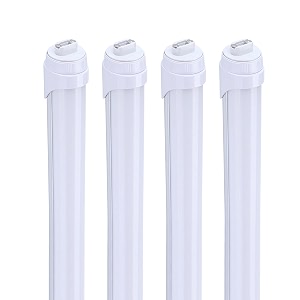 led shop lights 4pack 8ft r17d ho t8 led tube lights 45w 6000k frosted cover dual-ended power ballast removed energy saving easy install
