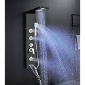 LED Shower Panel System with Massage Jets Stainless Steel Black
