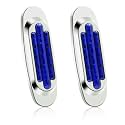 LED Side Marker Lights,16-LED Oval Clearance Position Lamps Side Light Exterior Cab Light with Chrome, Universal for Truck Tractor RV Motorhome Cars, Blue, 2PCS