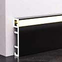 Led Skirting Baseboard 3in x 3 6 10 13 16 20 23 26 30 33 Ft, Aluminum Skirting Board Indirect Lighting Crown Molding/Wall Base, Surface-Mounted(Black,L 7M/23fT)
