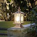 LED Solar Post Light Outdoor, Aluminum Fence Post Cap Lamp Remote Control Dimmable Pillar Lights Solar IP65 Waterproof Column Light, 15.7" X 7.3" Pillar Pedestal Lantern for Garden Yard