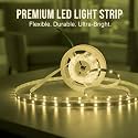 LED Strip Light for Home Decoration | Waterproof Adhesive Cove Lighting for Ceiling, Cabinet &amp; Festive décor, 5 mtrs. (Warm White, 60 LED per Meter)