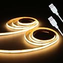 COB LED Strip Lights, 3000K Warm White, 5V USB 2 Pack (3.28FT/1M)