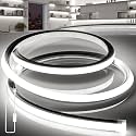 LED Strip Lights Daylight White 6000K,9.8ft 110-120V Neon Rope Lights,Flexible Silicone Outdoor Waterproof Neon Strip Lights for Bedroom,Mirror,Kitchen Cabinet, Living Room,Halloween Decor