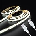 Short LED Strip Lights, COB 5V USB Bright White 6500K (3.28FT/2 Pack)