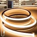 LED Strip Lights Warm White 3000K,32.8ft 110-120V Neon Rope Lights,Flexible Silicone Outdoor Waterproof Neon Strip Lights for Bedroom,Mirror,Kitchen Cabinet, Living Room,Halloween Decor