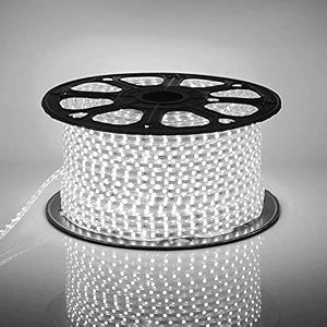 led strip rope light waterproof ip65 ceiling lightdecorativeled lights with adapter for diwali light  home decoration  christmas  festival lights  20 meter color- white silicone rubber 