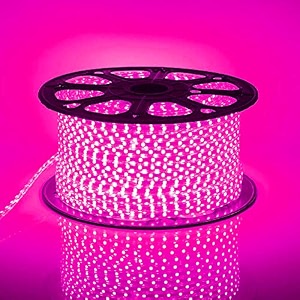 led strip rope light waterproof ip65 ceiling lightdecorativeled lights with adapter for diwali light  home decoration  christmas  festival lights  30 meter color- pink silicone rubber 