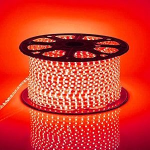 led strip rope light waterproof ip65 ceiling lightdecorativeled lights with adapter for diwali light  home decoration  christmas  festival lights  5 meter color- red silicone rubber 