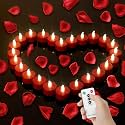 LED Tea Lights with Remote Control: Battery Operated Bulk Realistic and Bright Flickering Long Lasting 400+Hours Flameless Candles for Home Decor Holiday Wedding Party (24Pack, Red)