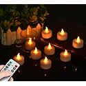 LED Tea Lights with Remote Control: Battery Operated Realistic and Bright Flickering Long Lasting 400+Hours Flameless Candles for Home Decor Holiday Wedding Party Valentine's Day(24Pcs WarmYellow)