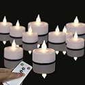 LED Tea Lights with Remote Control: Battery Operated Bulk Realistic and Bright Flickering Long Lasting 400+Hours Flameless Candles for Home Decor Holiday Wedding Party (24Pack, WarmWhite)