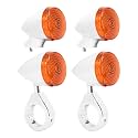 4Pcs LED Turn Signal Light Chrome-Orange Lens