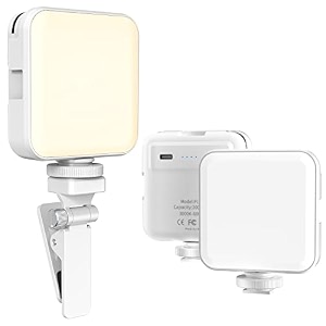 led video lightcamera light for video shooting celfiexpt video conference light with clip rechargeable dimmable selfie light with 100 beads for photography video call compatible for camera mobile phone computer tripodwhite