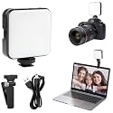 LED Video Light,Camera Light for Video Shooting celfiexpt Video Conference Light with Clip Rechargeable Dimmable Selfie Light with 100 Beads for Photography Video Call Compatible for Camera Mobile Phone Computer Tripod,Black